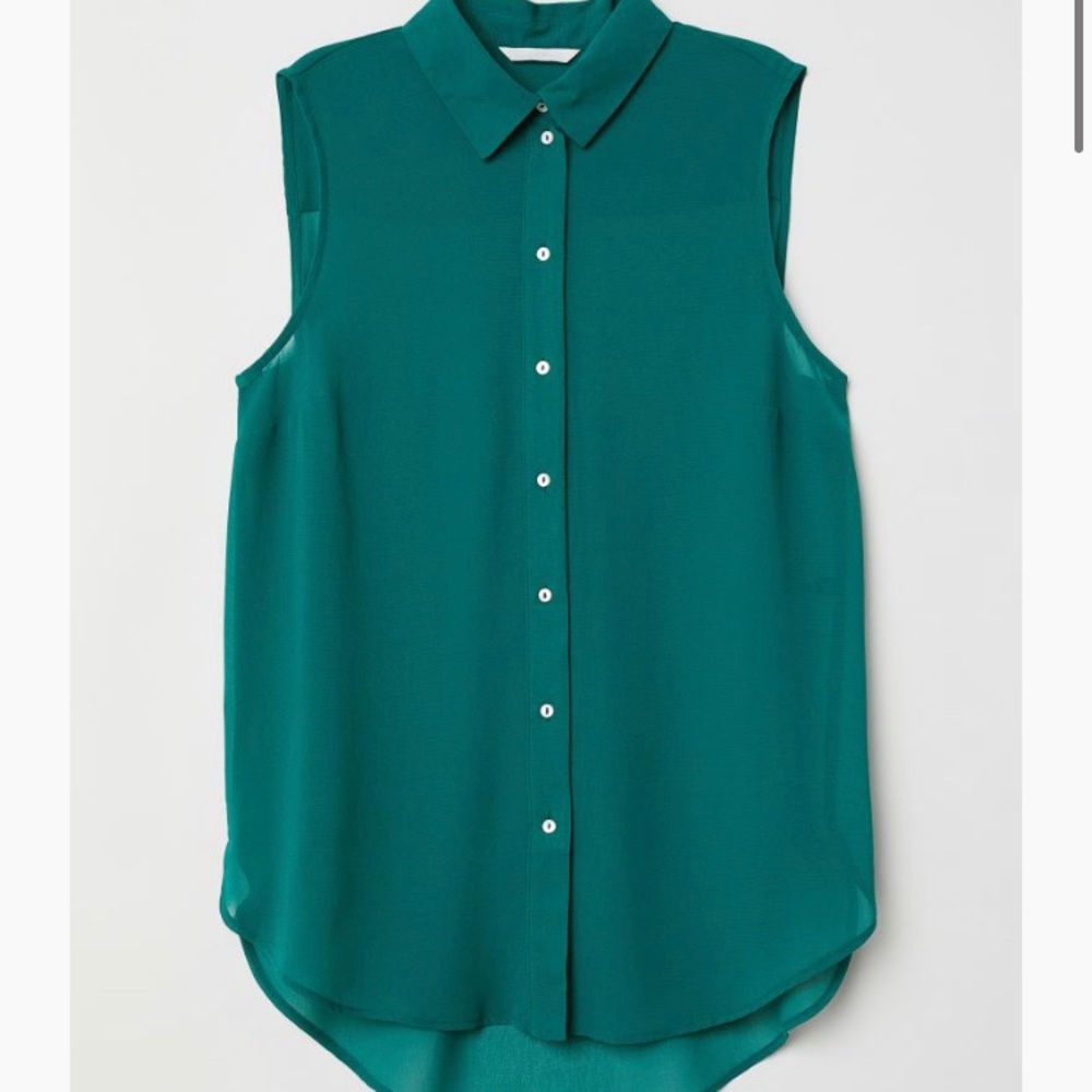 H&M Sleeveless Blouse in Dark Green